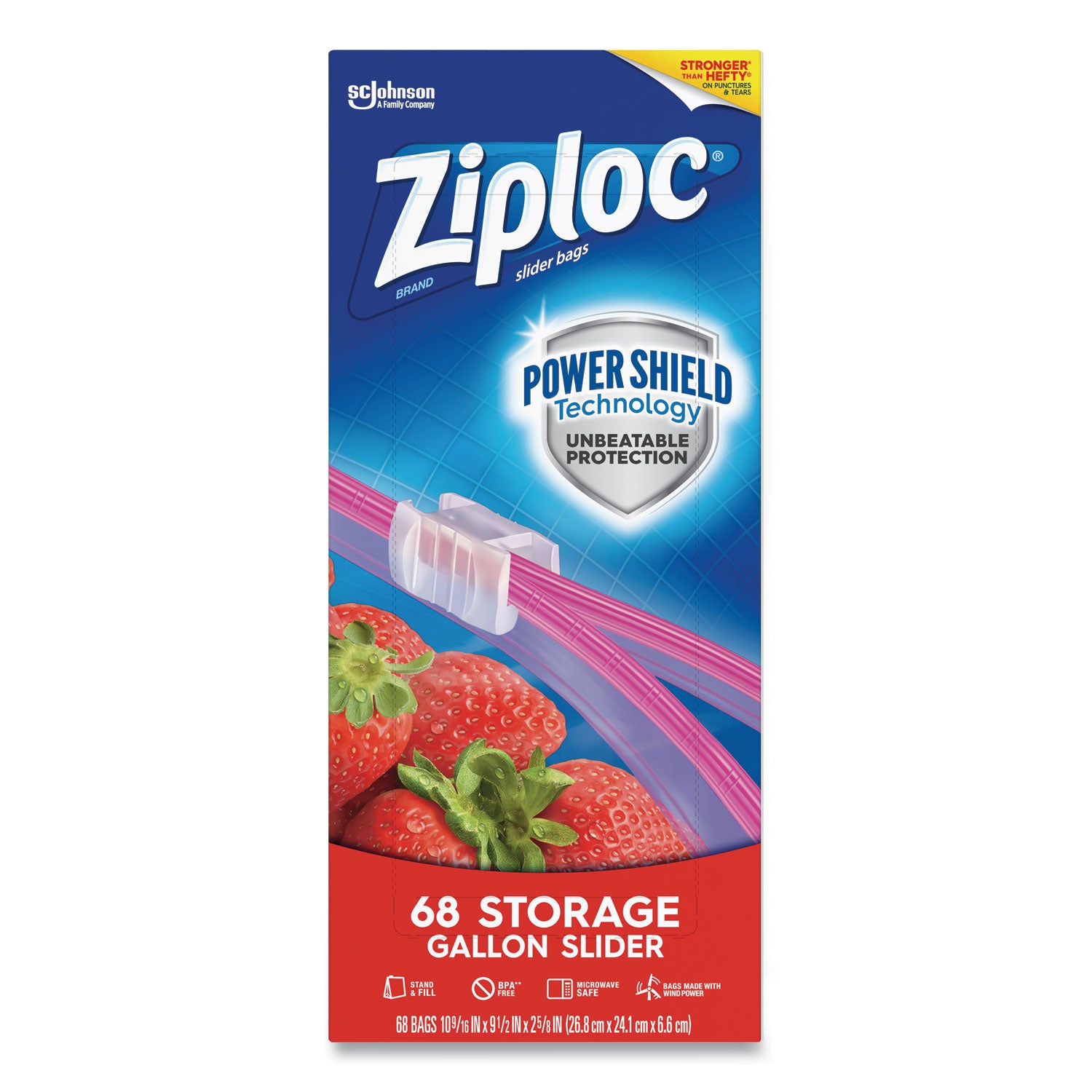 Ziploc&reg; Gallon Storage Slider Bags - Large Size - 2.63" Length x 10.56" Width x 9.50" Depth - Sliding Closure - Blue - Food, Supplies - 68 / Box