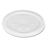 Polystyrene Plastic Flat Straw-Slot Cold Cup Lids, Fits 28 oz Cold Cups, Translucent, 960/Carton