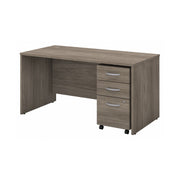 Bush Business Furniture Studio C 60W x 30D Office Desk with Mobile File Cabinet in Modern Hickory - 59.45" Width x 29.37" Depth x 29.84" Height