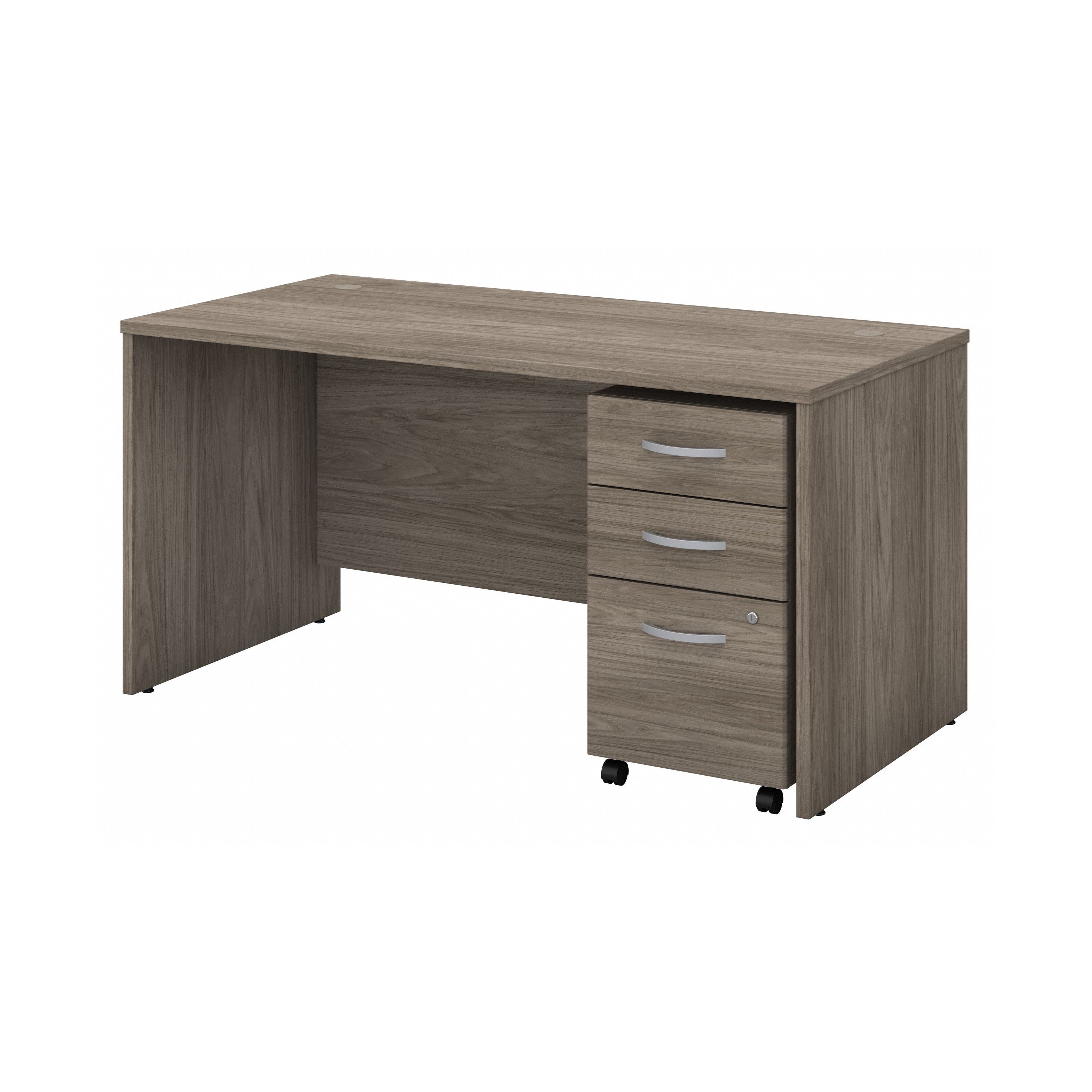 Bush Business Furniture Studio C 60W x 30D Office Desk with Mobile File Cabinet in Modern Hickory - 59.45" Width x 29.37" Depth x 29.84" Height