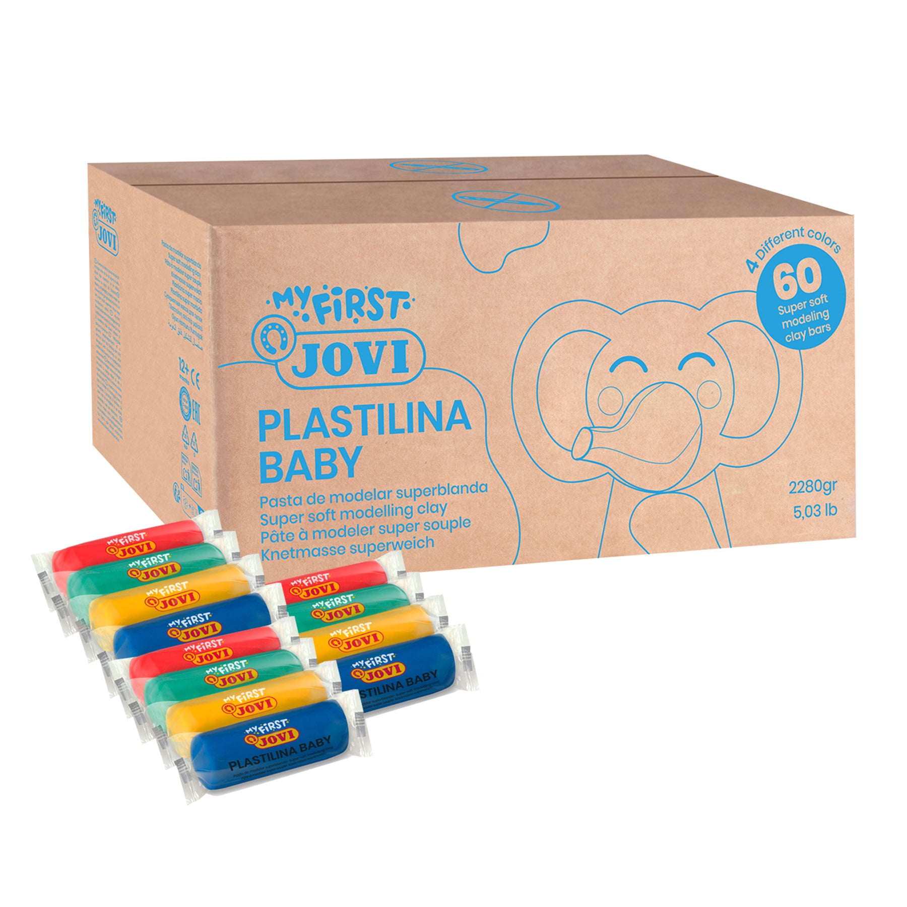Plastilina Modeling Clay Baby School Pack, 60 Bars