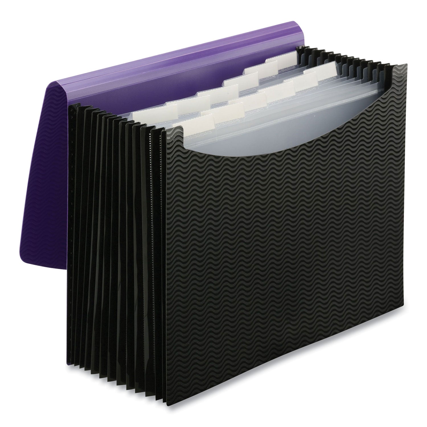 Smead Wave Pattern Poly Expanding File, Letter Size, 12 Pockets, Purple/Black, 1 Each