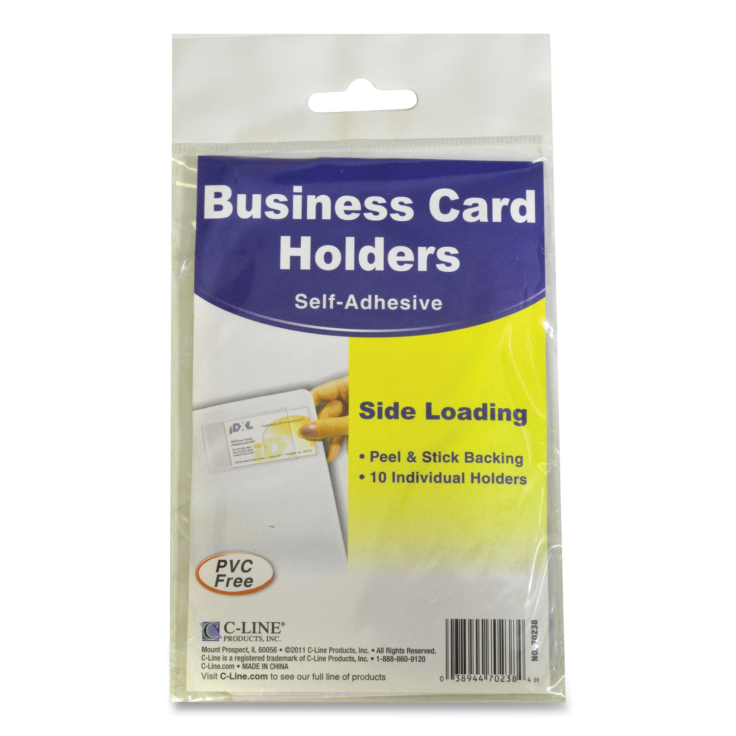 Self-Adhesive Business Card Holder, Side Load, 2" x 3-1/2", Pack of 10