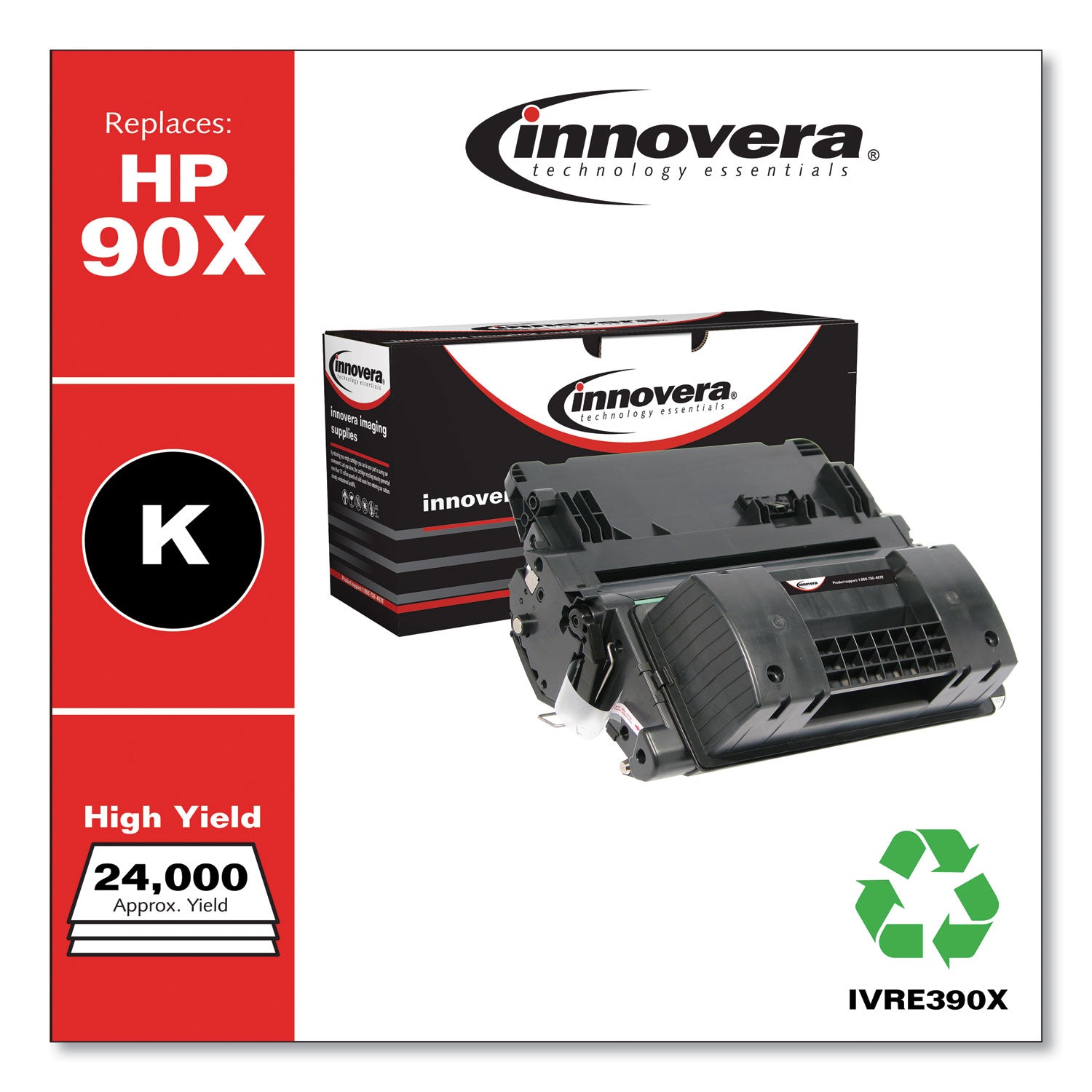 Remanufactured Black High-Yield Toner, Replacement for 90X (CE390X), 24,000 Page-Yield