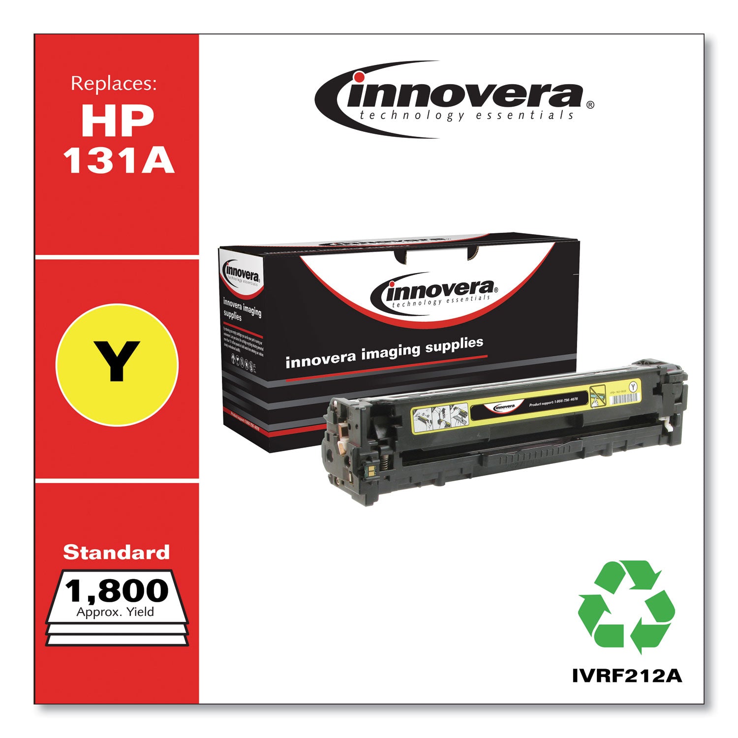 Remanufactured Yellow Toner, Replacement for 131A (CF212A), 1,800 Page-Yield