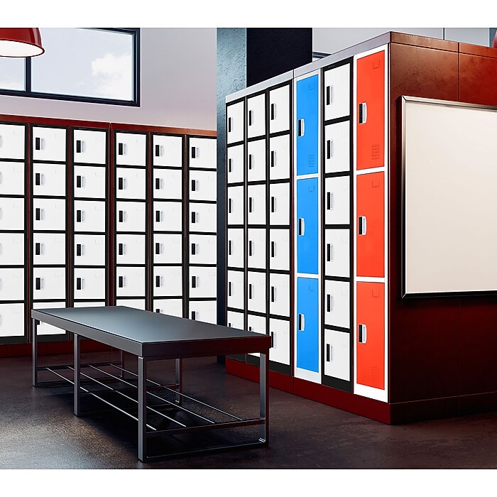 72" H x 12" W  6-Tier Steel Storage Locker with Digital Lock, Black and White