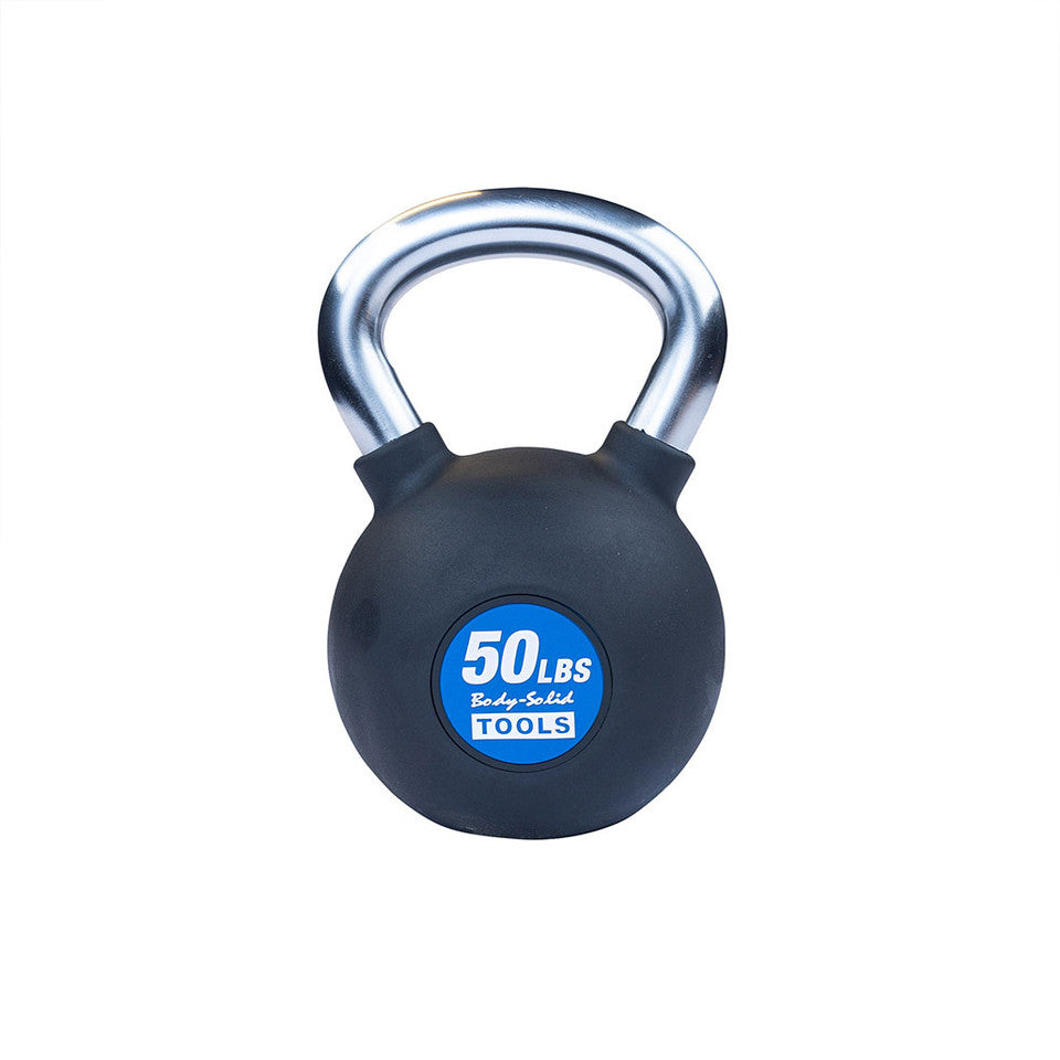 Chrome, Rubber Kettlebell 50Lb