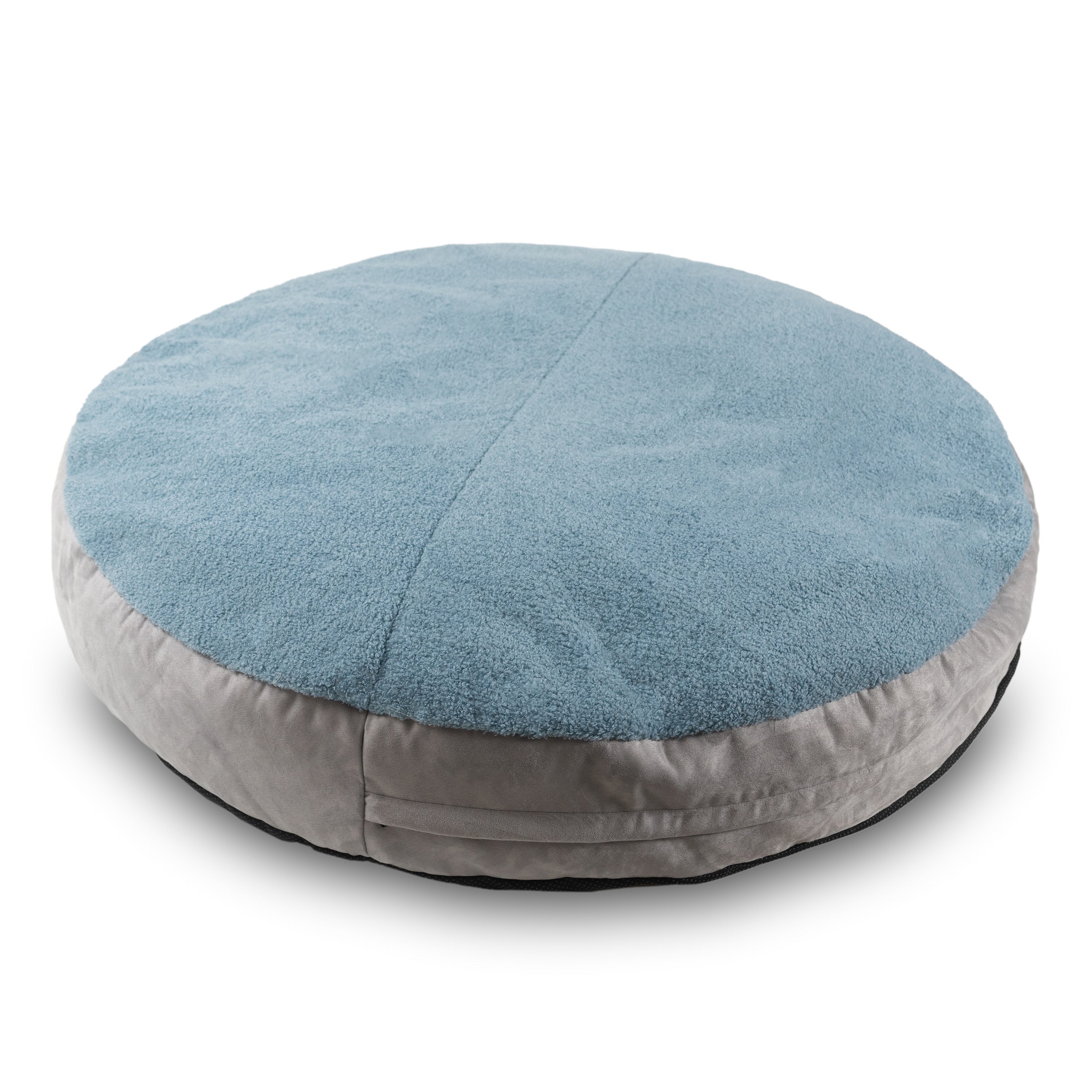 Jaxx Robbi Dog Bed Bean Bag – Round Bed with Machine Washable Cover and No-Slip Base - Supportive Memory Foam for Senior Dogs & Joint Pain Relief - Ultimate Comfort & Luxury - Large, Blue / Grey