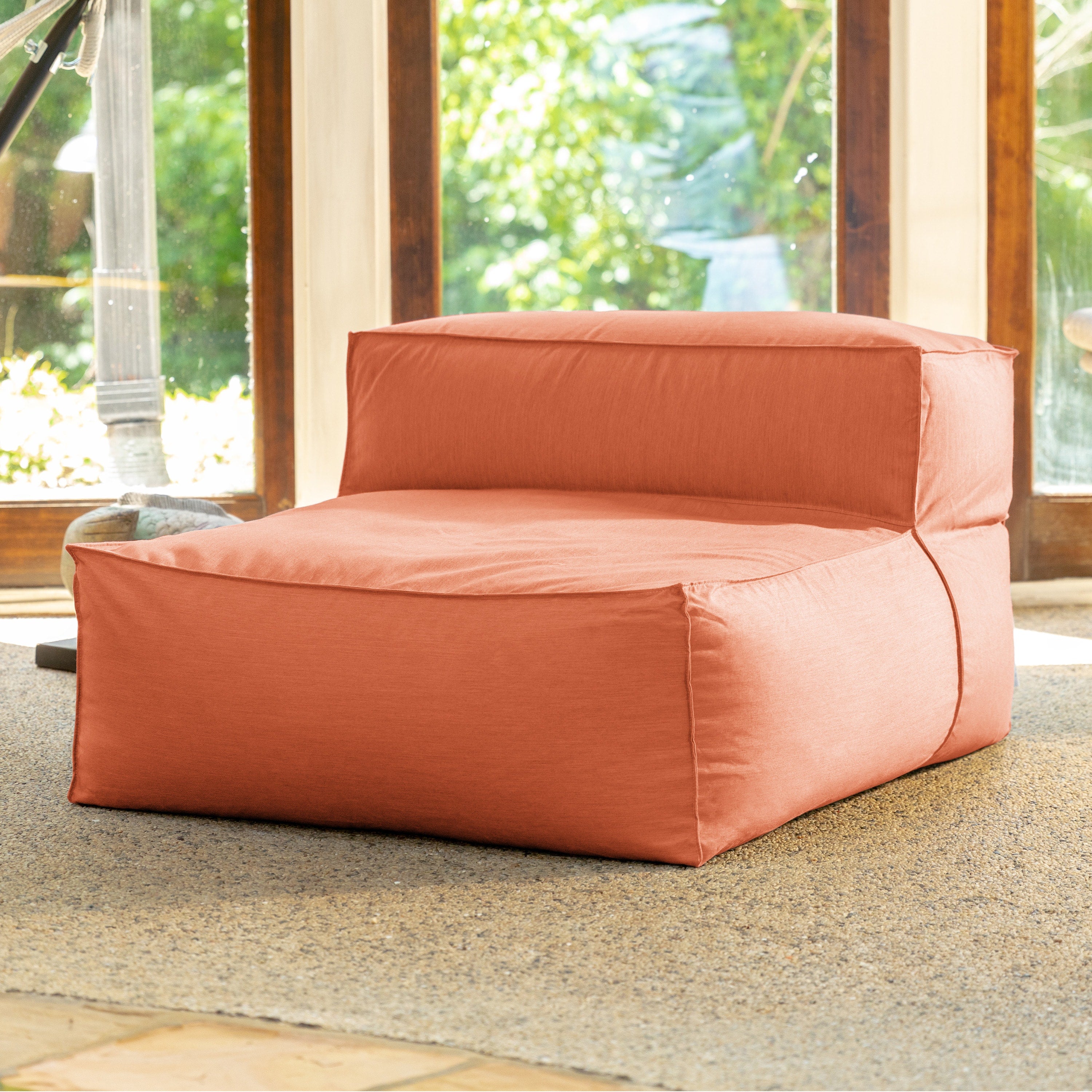 Baya Outdoor Center Seat - Luxurious Oversized European Style Outdoor Soft Seating, Sunbrella Coral