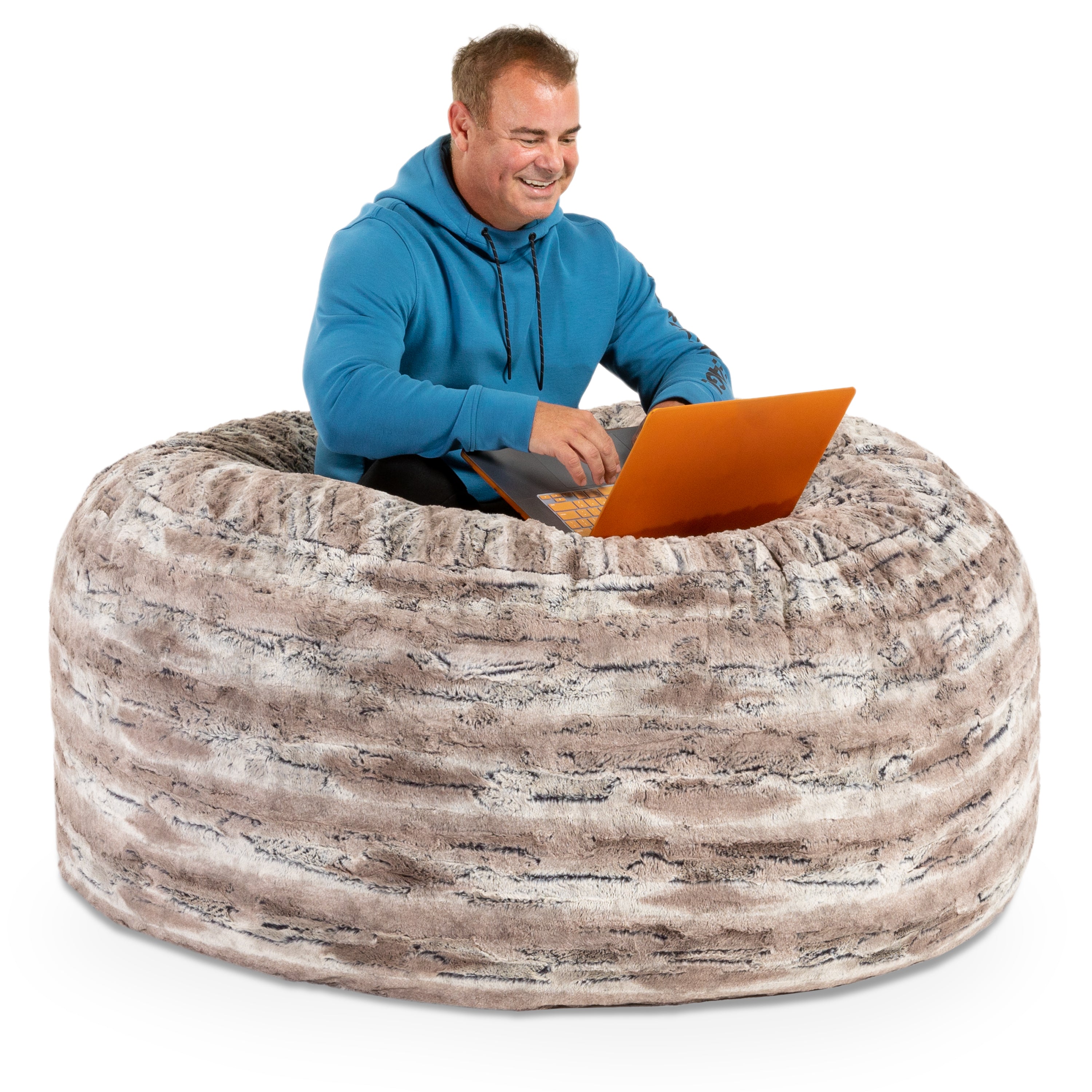 Jaxx 5 Foot Saxx Bean Bag Chair For Adults - Luxe Faux Fur, Mountain Fox