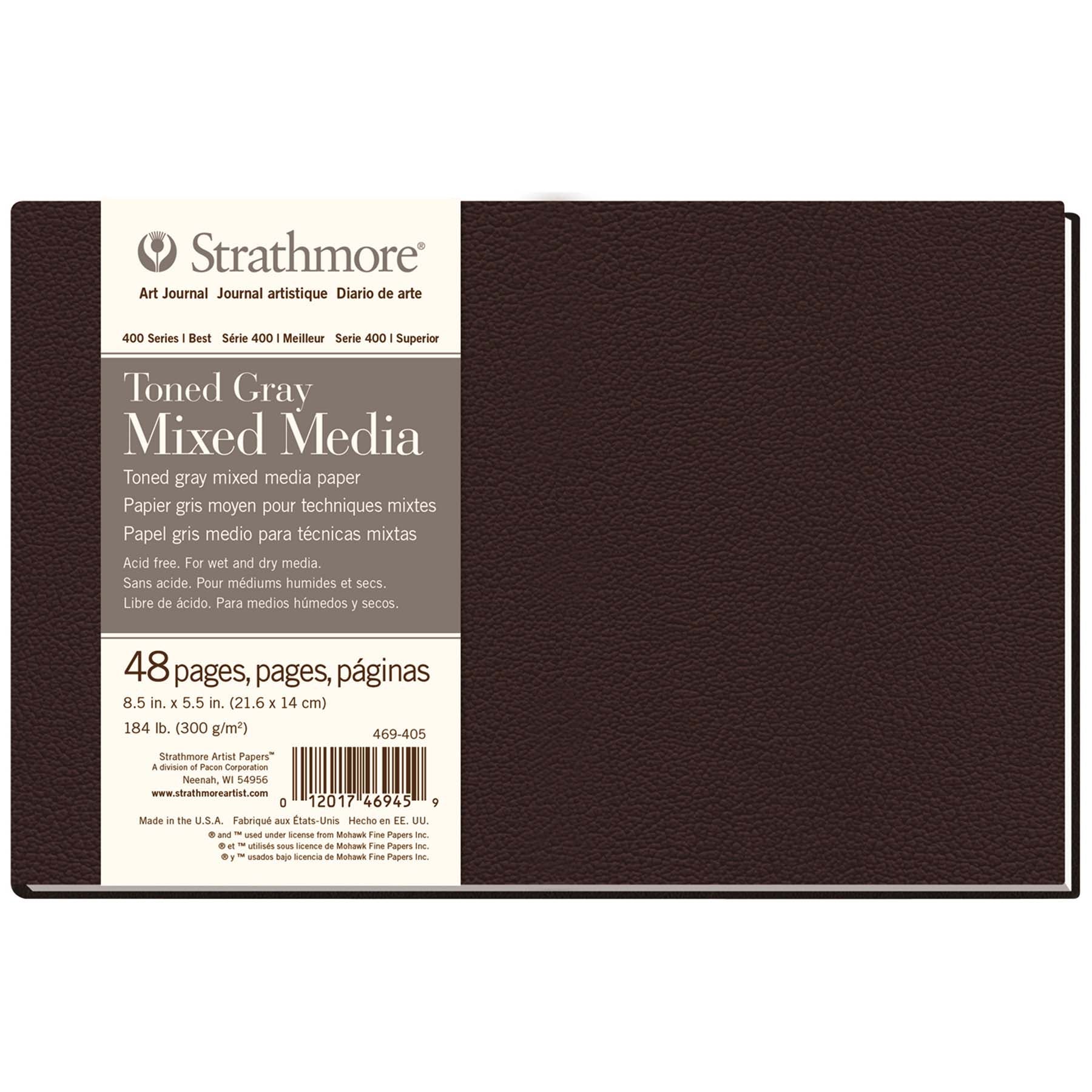 400 Series Art Journal Mixed Media Paper, Toned Gray, Hardbound Binding, 48 Sheet, 8.5x5.5 inch, 1 Count