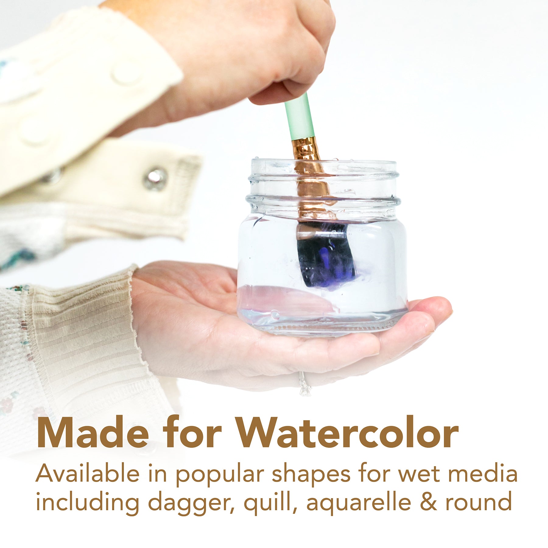 Neptune Dagger Brush, Synthetic Bristles, Short Handle Watercolor Paintbrush, Dark Wood, Size 1/4 inch, 1 Count