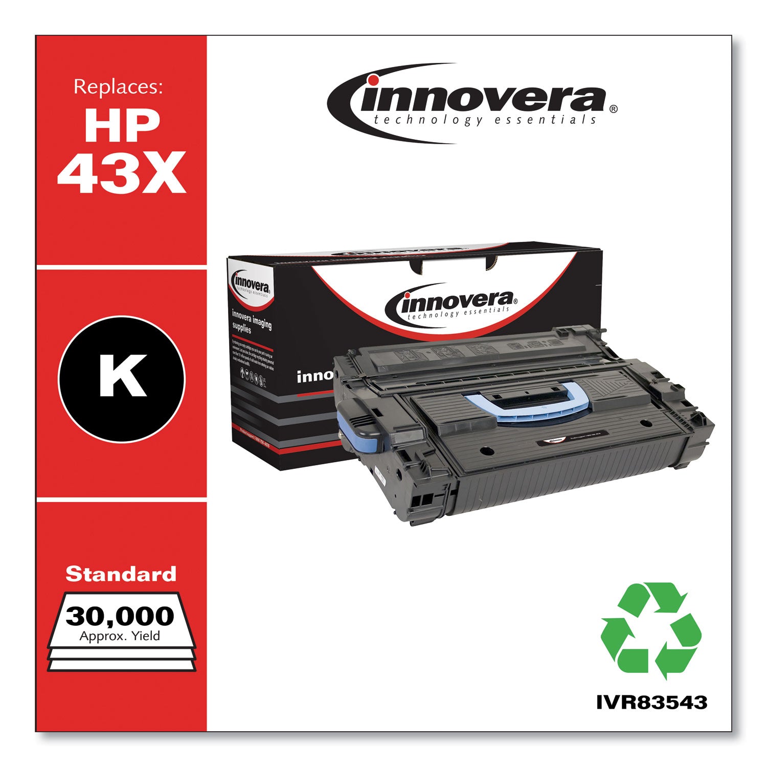 Remanufactured Black High-Yield Toner, Replacement for 43X (C8543X), 30,000 Page-Yield