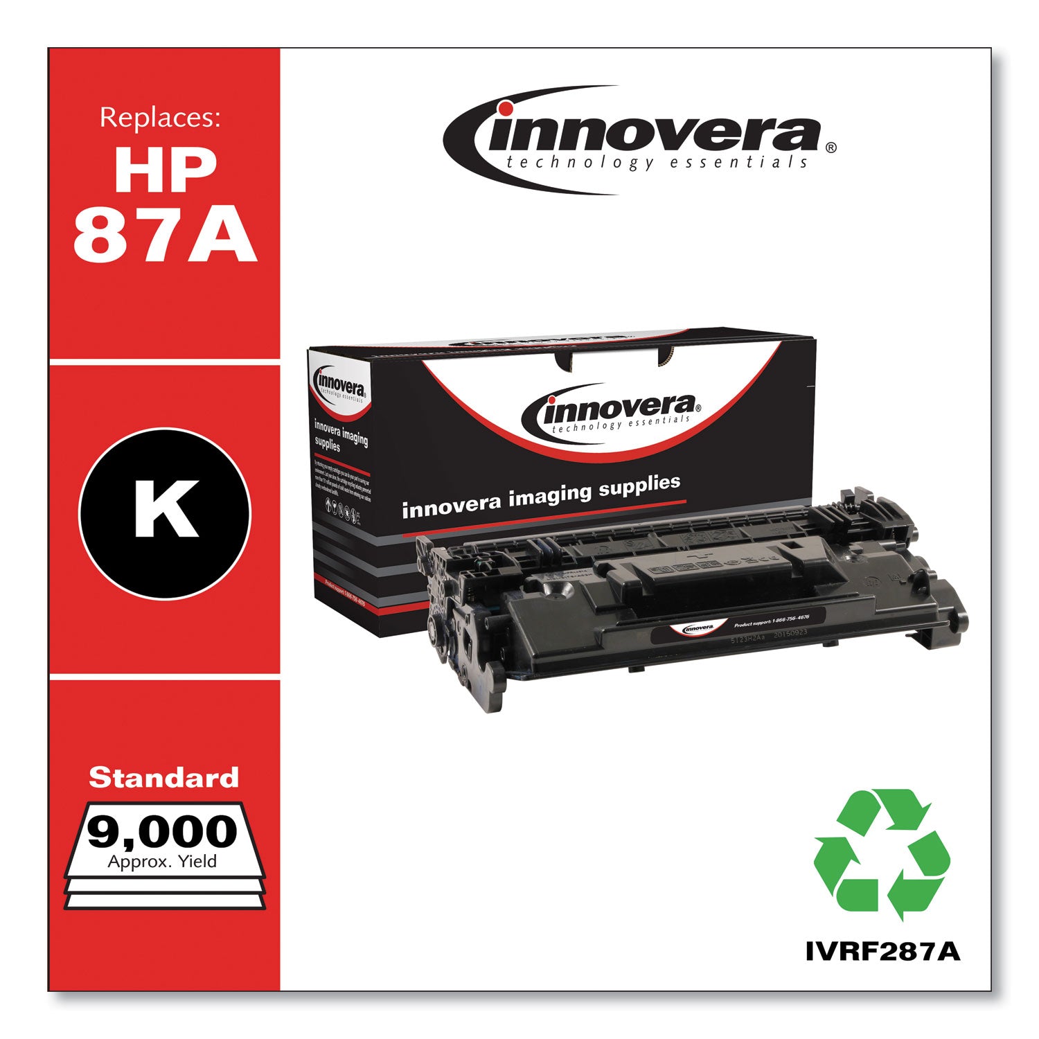 Remanufactured Black Toner, Replacement for 87A (CF287A), 9,000 Page-Yield