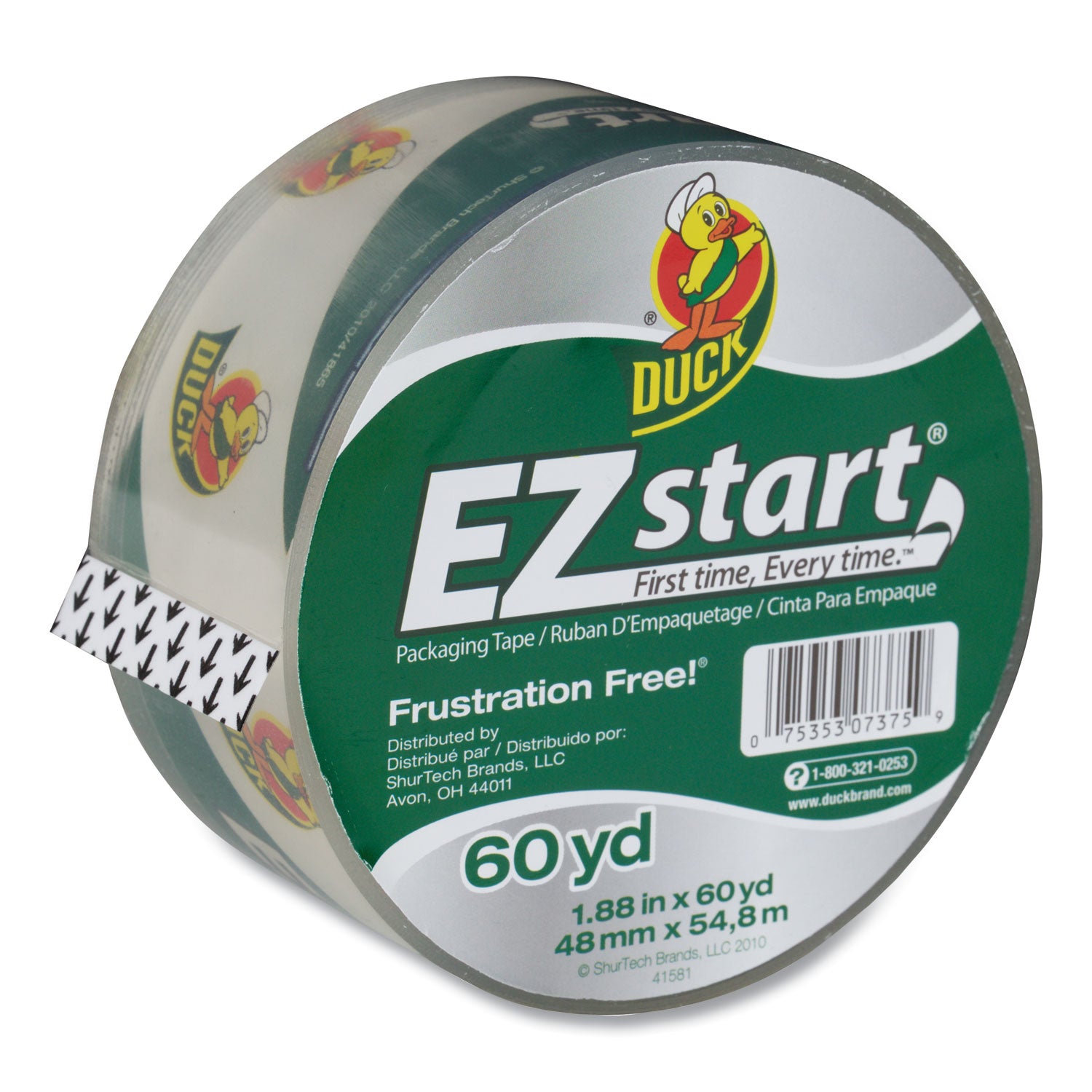 60 yd Length x 1.88" Width - 3" Core - Clear - 2.60 mil - Tear Resistant, Split Resistant - For Sealing, Packing - 1 Roll