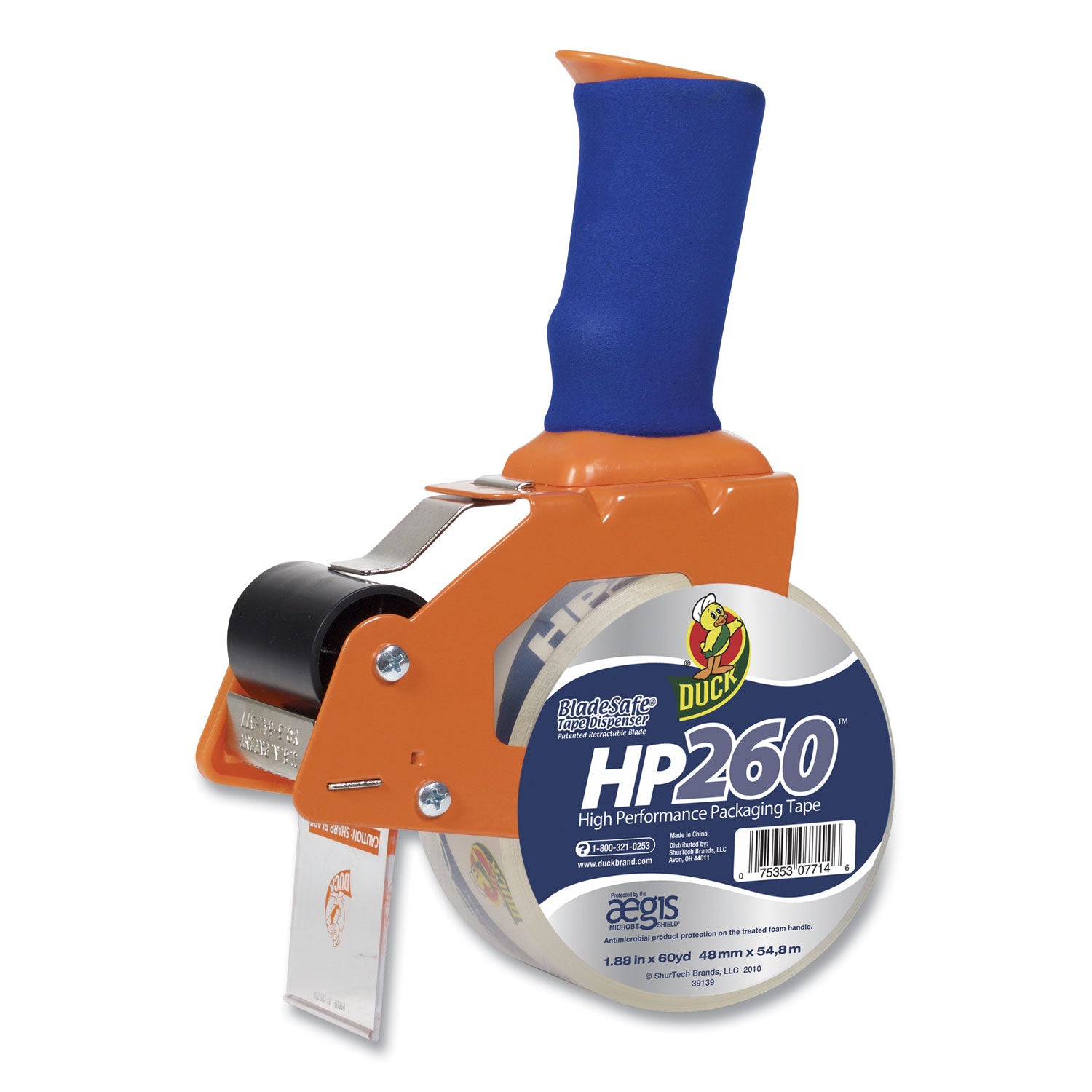 Holds Total 1 Tape(s) - 3" Core - Adjustable Tension Mechanism, Soft Grip, Retractable Blade - Plastic, Metal - Orange - 1 Pack