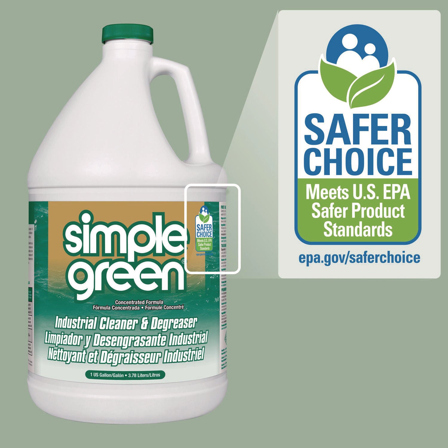 Simple Green Industrial Cleaner/Degreaser - Concentrate - Liquid - 128 fl oz (4 quart) - Original Scent - Non-flammable, Non-abrasive - Green - 6 / Carton