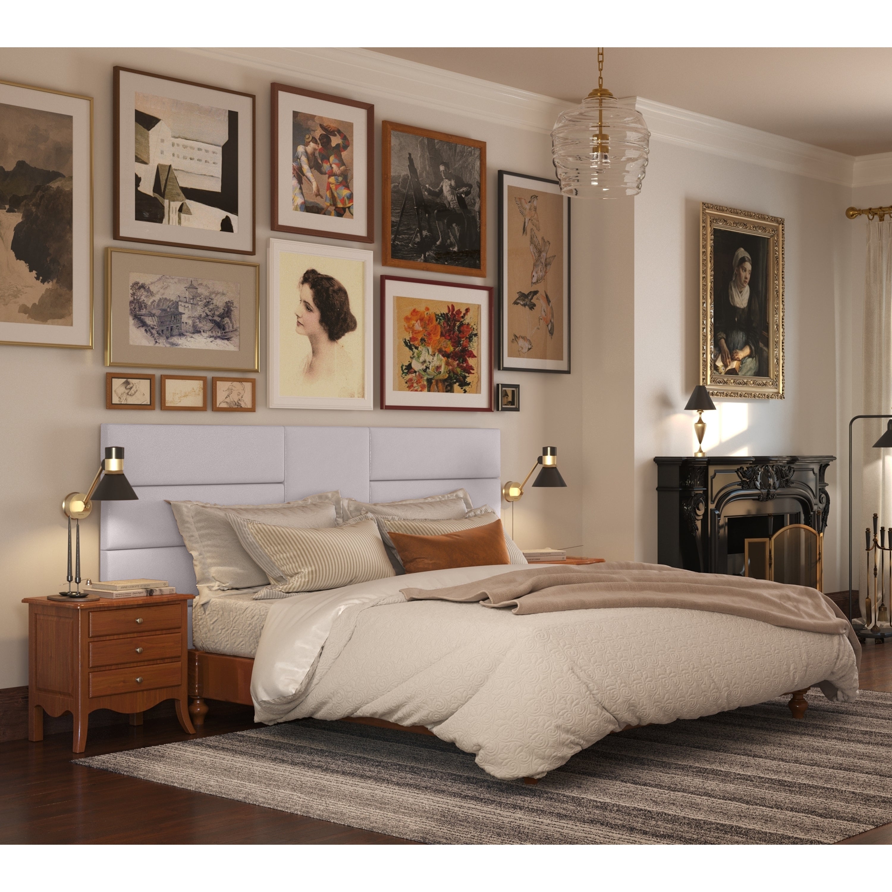 Jaxx Panelist Modern Padded Headboard – Set of 4 Wall Mounted Panels (Each 11.25" x 38") - King, Vegan Leather, Arctic Fox