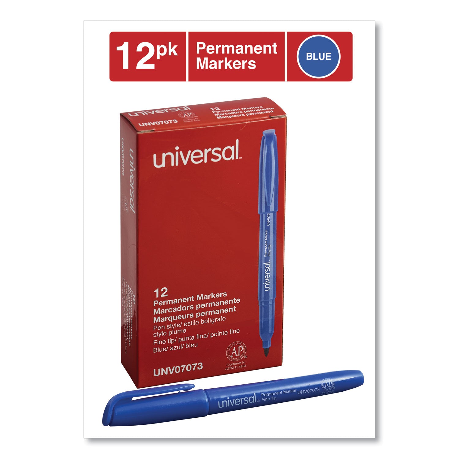 Pen-Style Permanent Marker, Fine Bullet Tip, Blue
