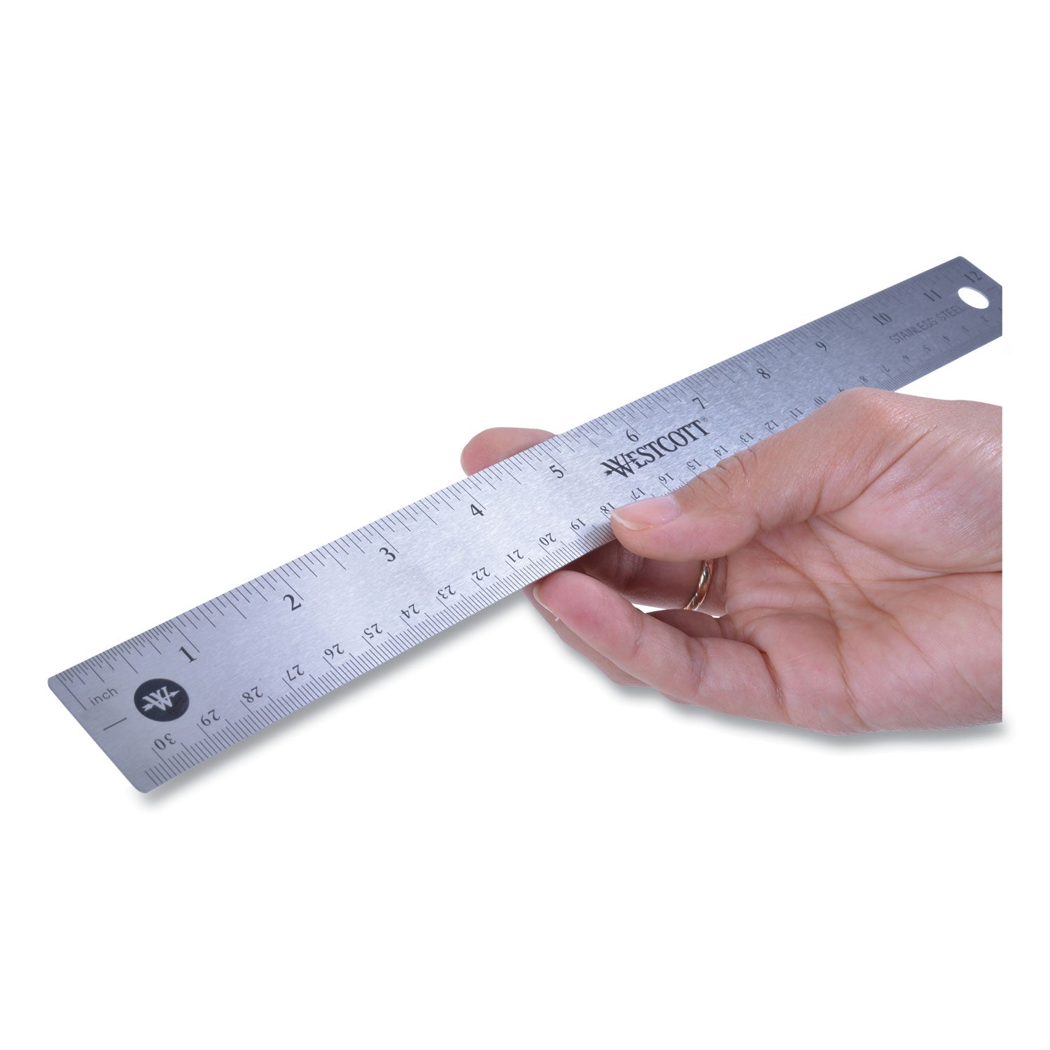 12" Stainless Steel Office Ruler With Non Slip Cork Base