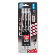 EnerGel PRO Retractable Liquid Gel Ink Pens - 0.7 mm Medium Pen Point - Refillable - Retractable - Black Ink - Gel-based - Black Stainless Steel Barrel - Metal Tip - 3 / Pack