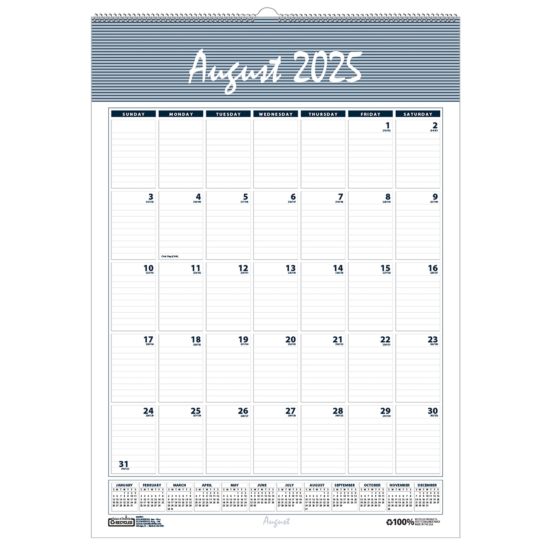 Bar Harbor Academic Wall Calendar, 31.25"L x 22"W
