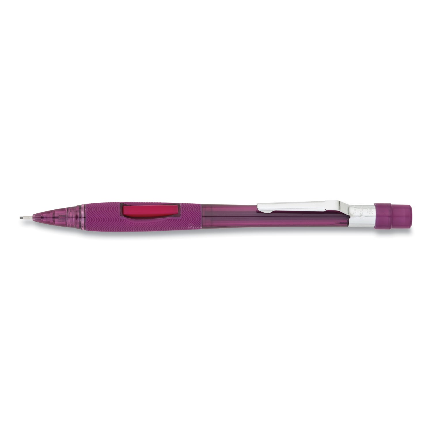 Pentel Quicker Clicker Automatic Pencils - 0.9 mm Black Lead - #2 - Refillable - Transparent Red Barrel - 1 Each