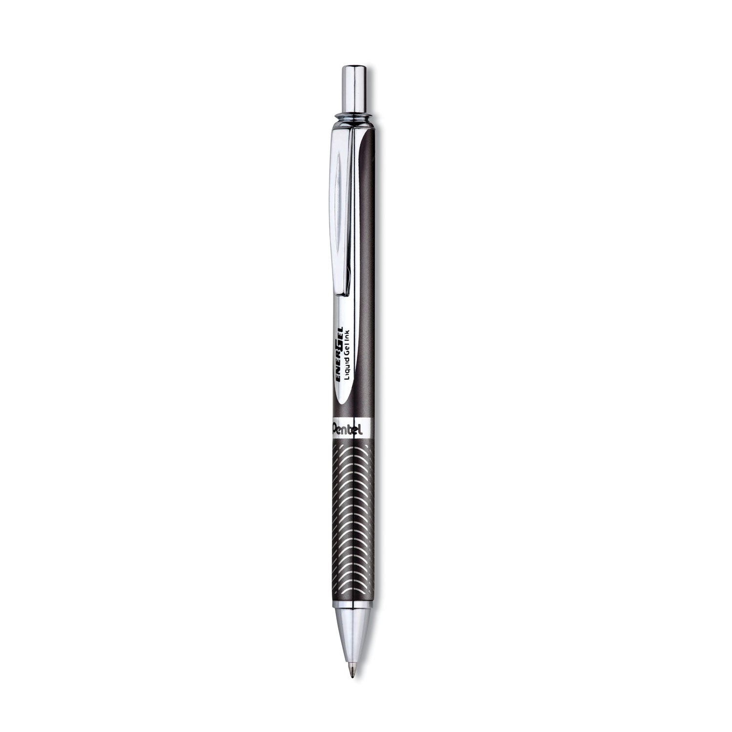 Pentel Energel Alloy Rollerball Pen - 0.7 mm Medium Pen Point - Refillable - Retractable - Black Ink - Gel-based - Black Metal Barrel - Stainless Steel Tip - 1 Each