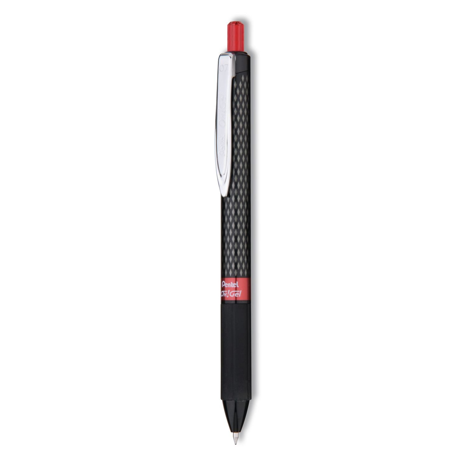 Pentel OH! Medium Point Gel Pens - 0.7 mm Medium Pen Point - Red Ink - Gel-based - Carbon Fiber Barrel - 1 Dozen