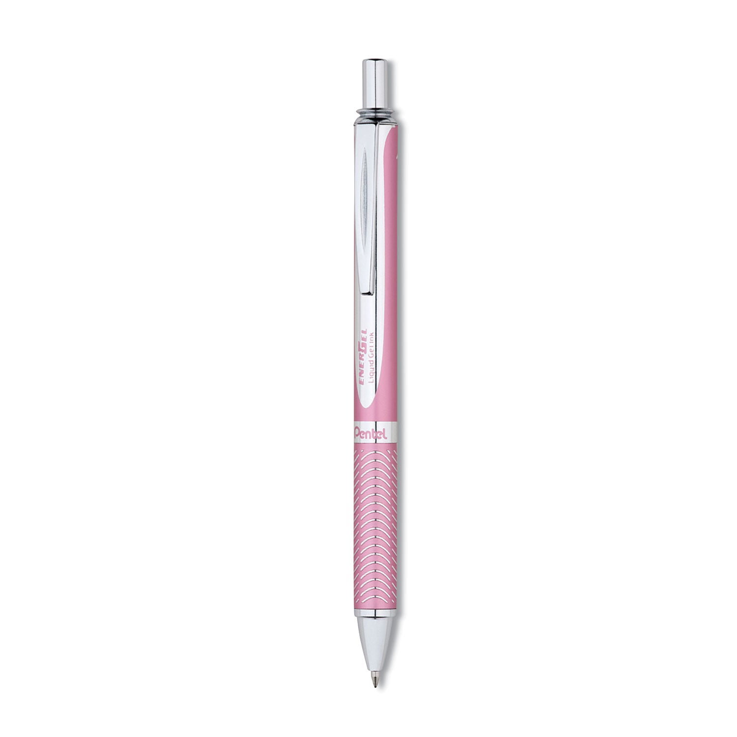 Pentel EnerGel Alloy Rollerball Pen - 0.7 mm Medium Pen Point - Refillable - Retractable - Black Ink - Gel-based - Metallic Pink Aluminum Barrel - Metal, Stainless Steel Tip - 1 Each