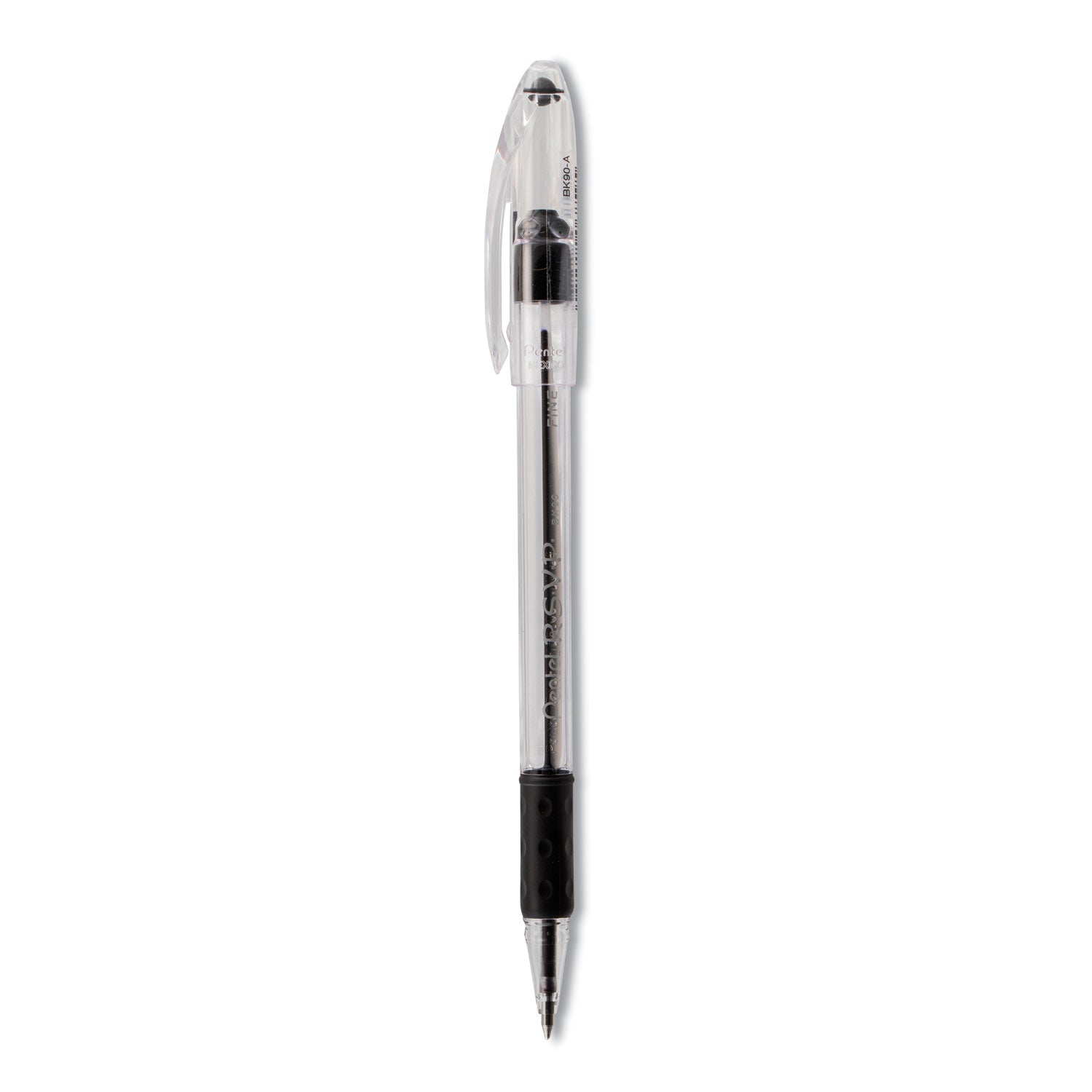 Pentel R.S.V.P. Ballpoint Stick Pens - 0.7 mm Fine Pen Point - Refillable - Black Ink - Clear Barrel - 1 Dozen