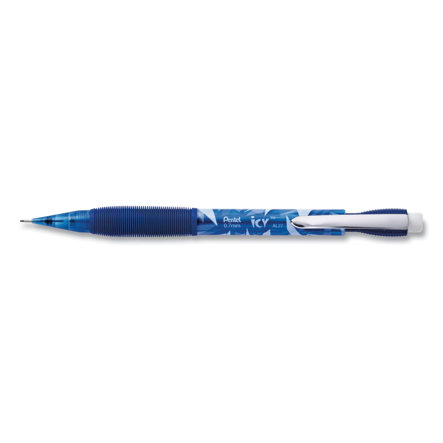 Pentel Icy Mechanical Pencil - 0.7 mm Lead - #2 - Refillable - Translucent Blue Barrel - 24 / Pack
