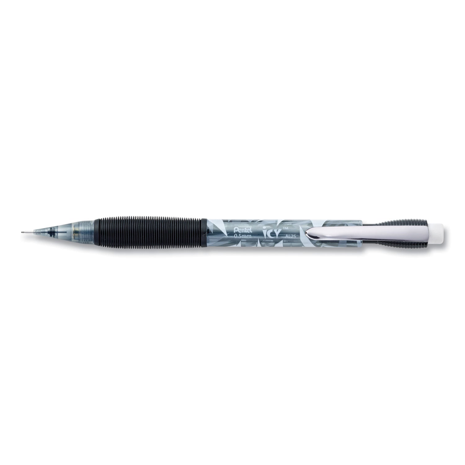 Pentel Icy Mechanical Pencil - 0.5 mm Lead - #2 - Refillable - Black Barrel - 1 Dozen