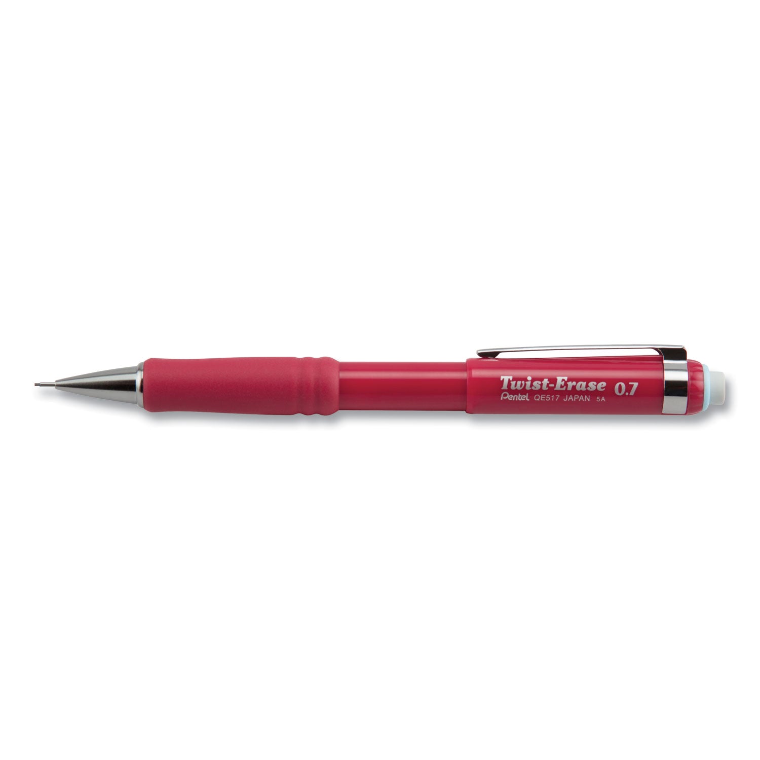Pentel Twist-Erase III Mechanical Pencil - 0.7 mm Lead - #2 - Refillable - Red Barrel - 1 Each