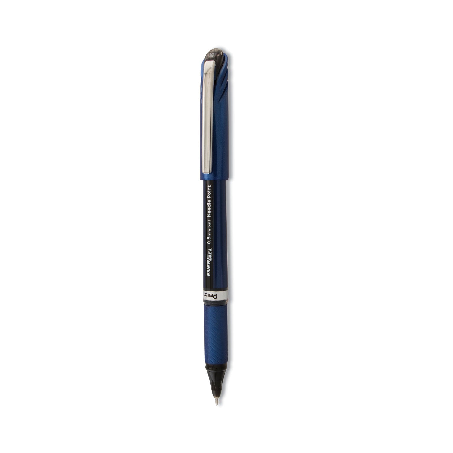 EnerGel EnerGel NV Liquid Gel Pens - 0.5 mm Fine Needle Pen Point - Black Ink - Gel-based - Blue Barrel - Metal Tip - 1 Dozen