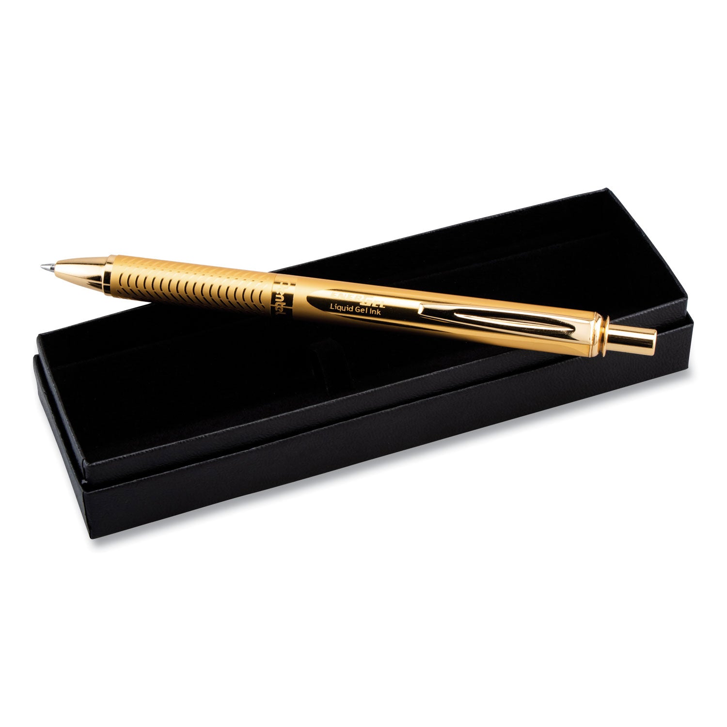 0.7 mm Medium Pen Point - Refillable - Retractable - Black Ink - Liquid Gel Ink - Gold Aluminum Alloy Barrel - Metal Tip - 1 Each