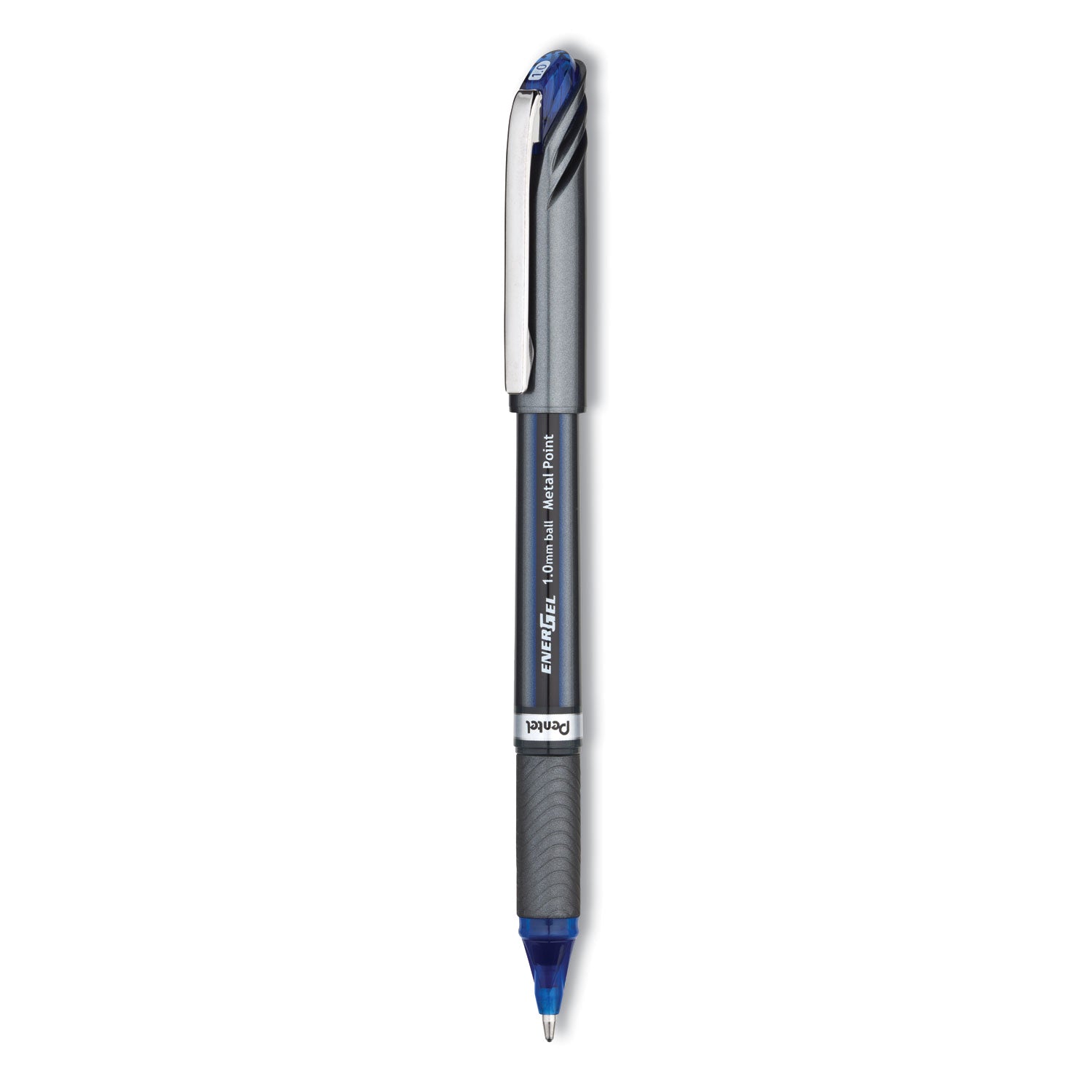 EnerGel EnerGel NV Liquid Gel Pens - 1 mm Bold Pen Point - Blue Ink - Gel-based - Gray Barrel - Metal Tip - 1 Dozen