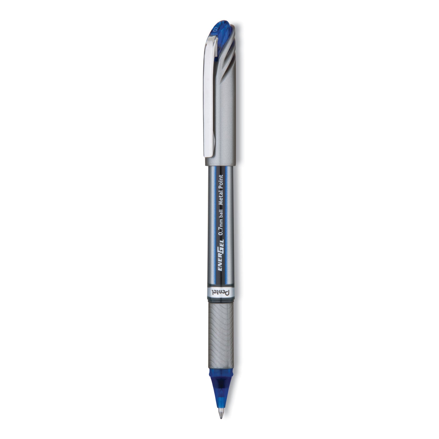 EnerGel EnerGel NV Liquid Gel Pens - 0.7 mm Medium Pen Point - Blue Ink - Gel-based - Gray Barrel - Metal Tip - 1 Dozen