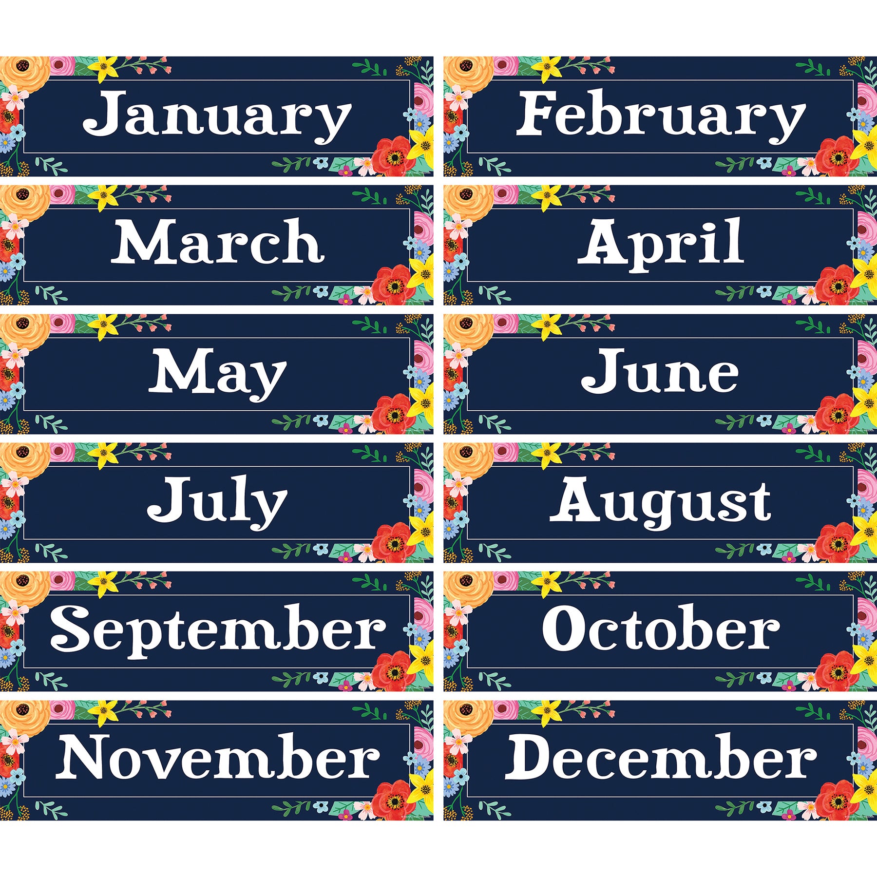 Wildflowers Monthly Headliners, Pack of 12