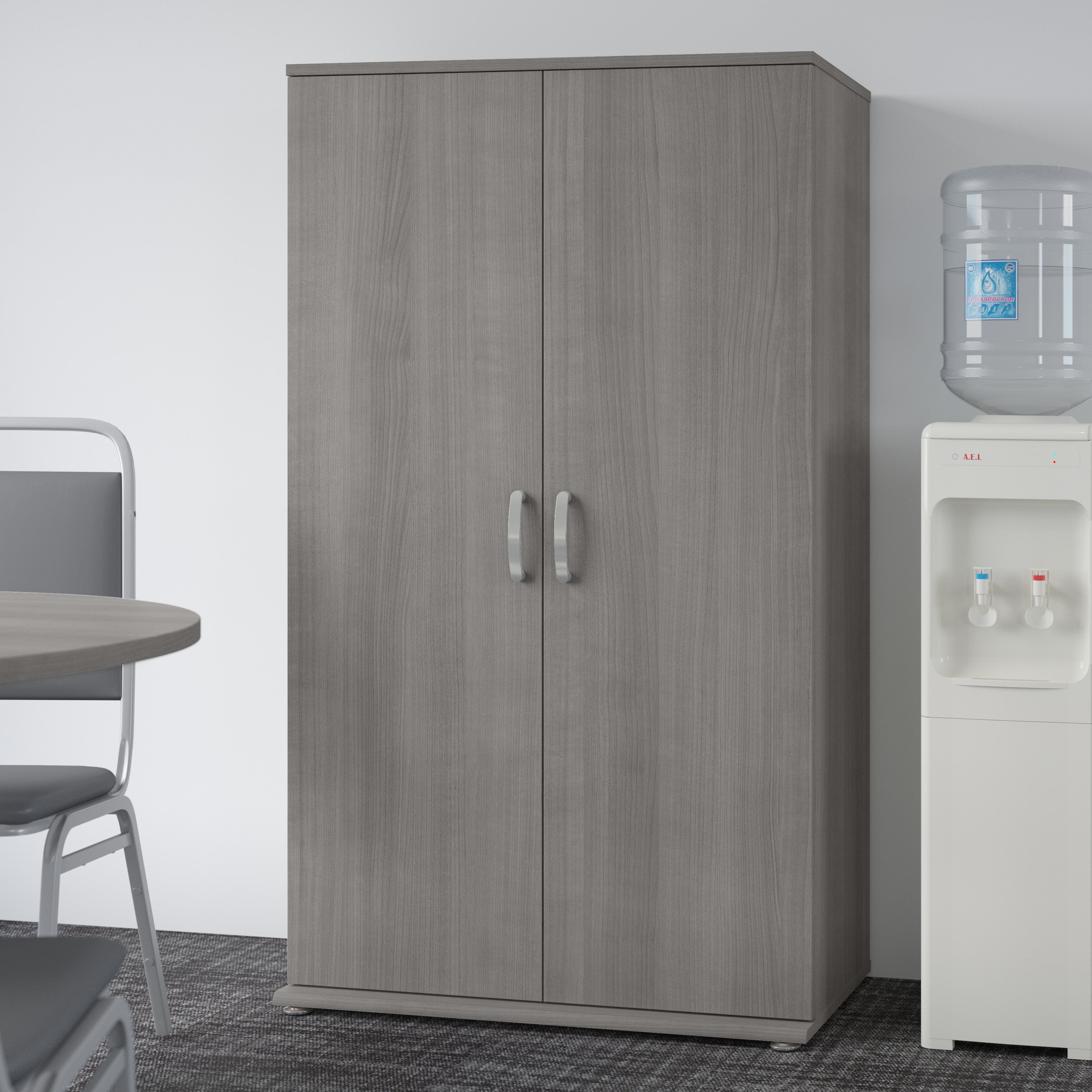 Bush Business Furniture Universal Tall Storage Cabinet with Doors and Shelves in Platinum Gray - 35.71" Width x 17.2" Depth x 61.81" Height