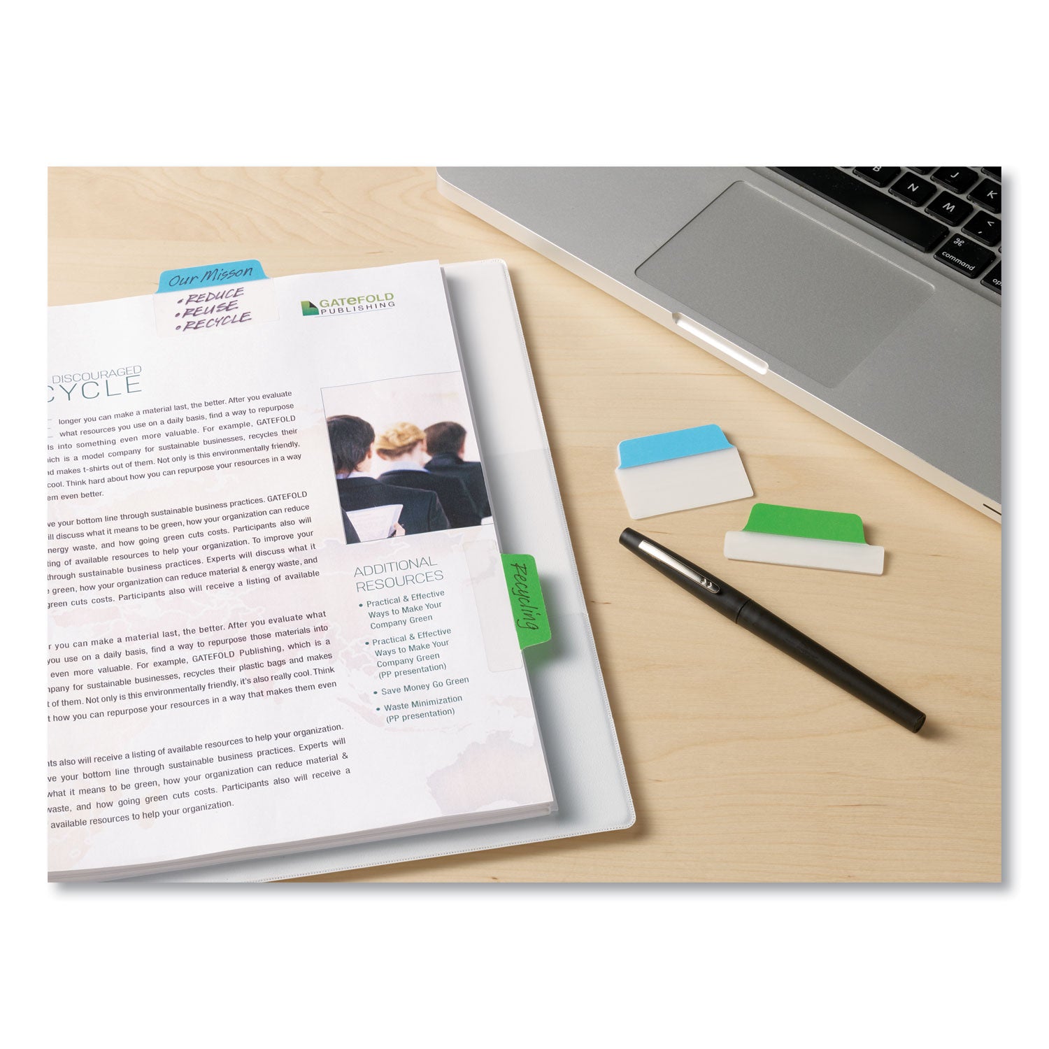 Ultra Tabs Repositionable Tabs, Standard: 2" x 1.5", 1/5-Cut, Assorted Colors (Blue, Green and Red), 24/Pack