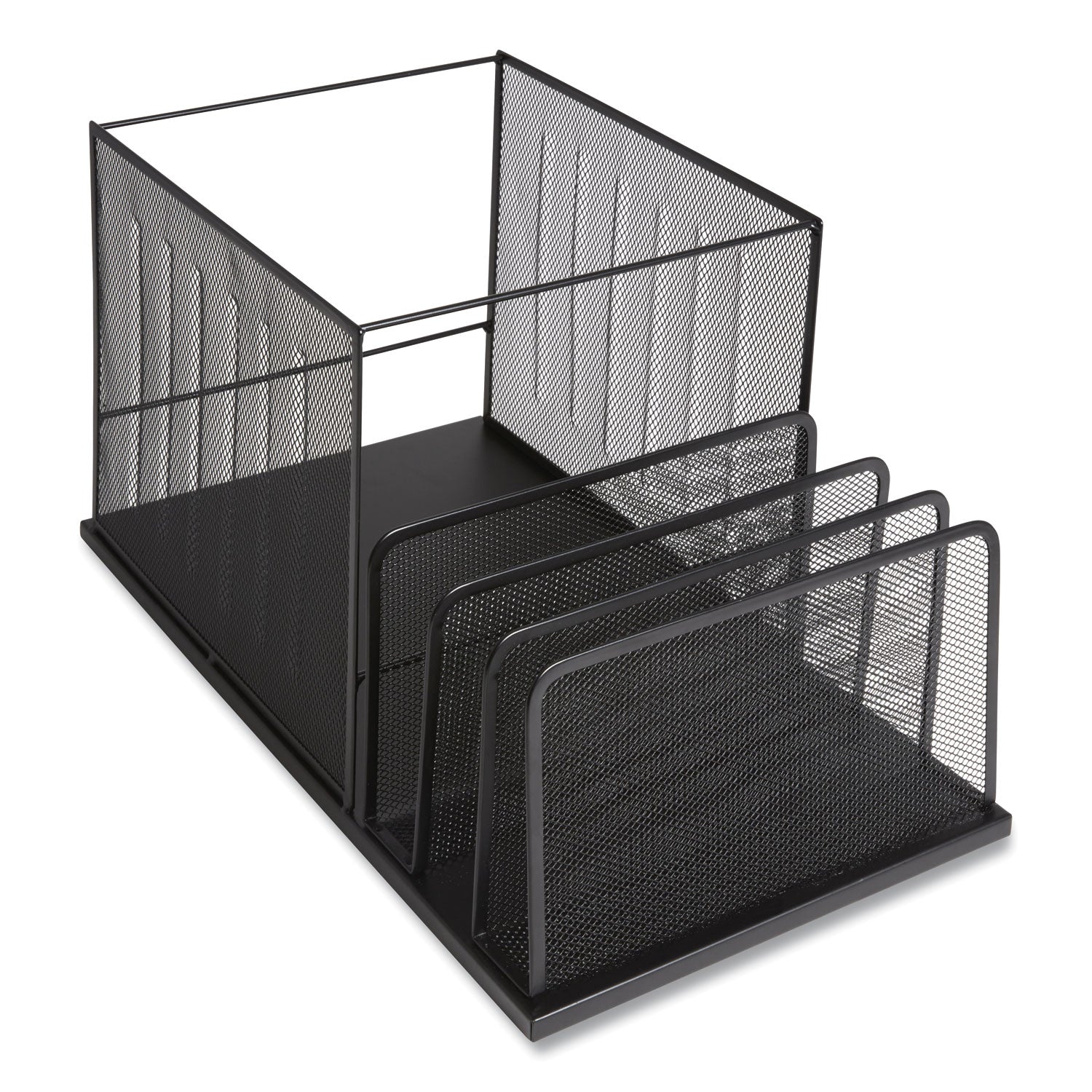 Wire Mesh Combination Organizer, Incline Sorter/hanging File, 4 Sections, Letter-Size, 11.81 X 20.28 X 11.81, Matte Black