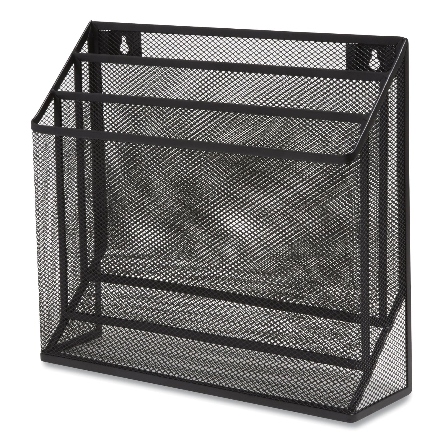 Wire Mesh Incline Sorter, Enclosed Design, 3 Sections, Letter-Size, 13.78 X 16.61 X 12.4, Matte Black