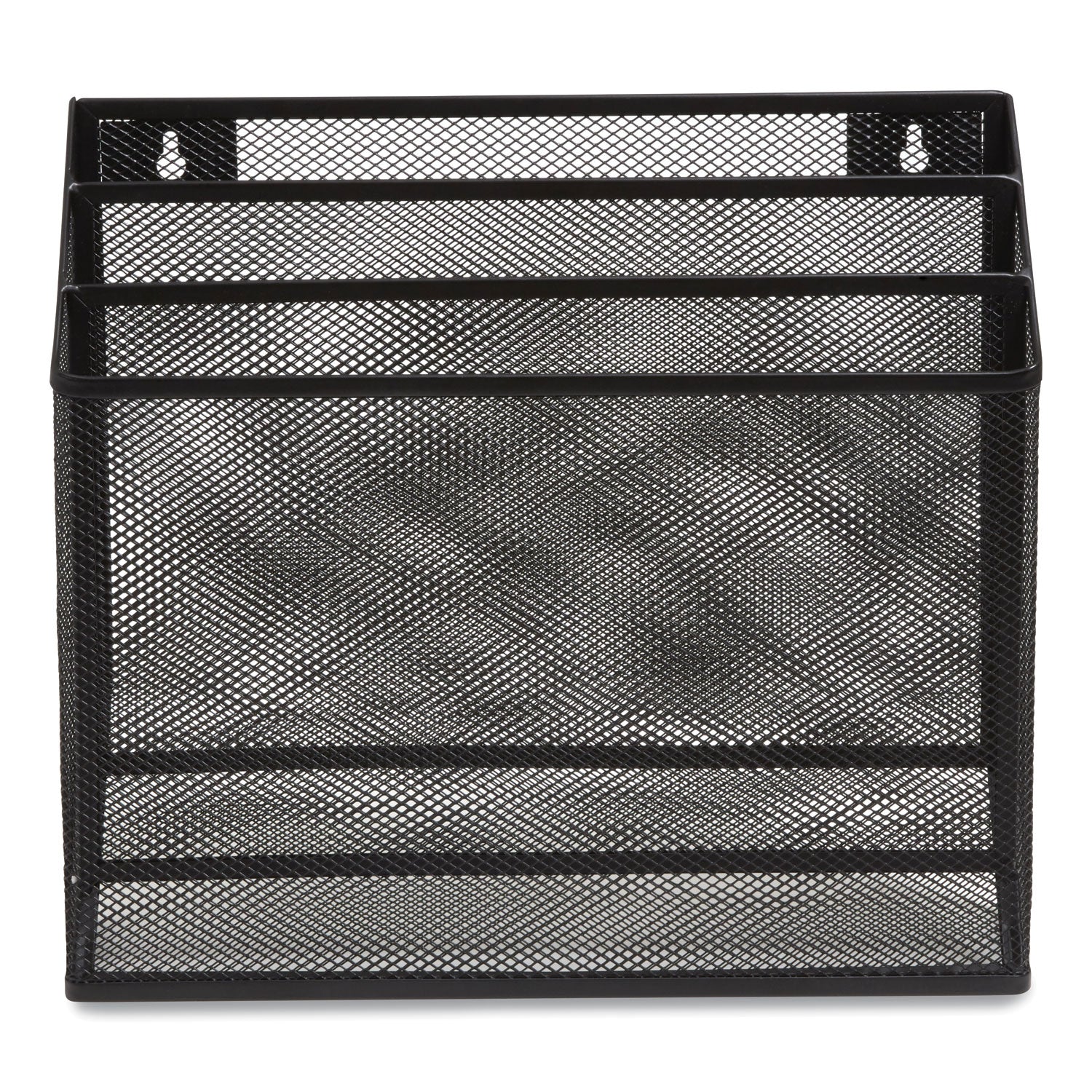 Wire Mesh Incline Sorter, Enclosed Design, 3 Sections, Letter-Size, 13.78 X 16.61 X 12.4, Matte Black