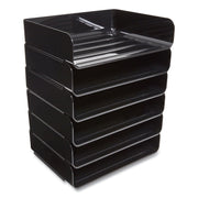 Side-Load Stackable Plastic Document Tray, 1 Section, Letter-Size, 12.63 X 9.72 X 3.01, Black, 6/pack