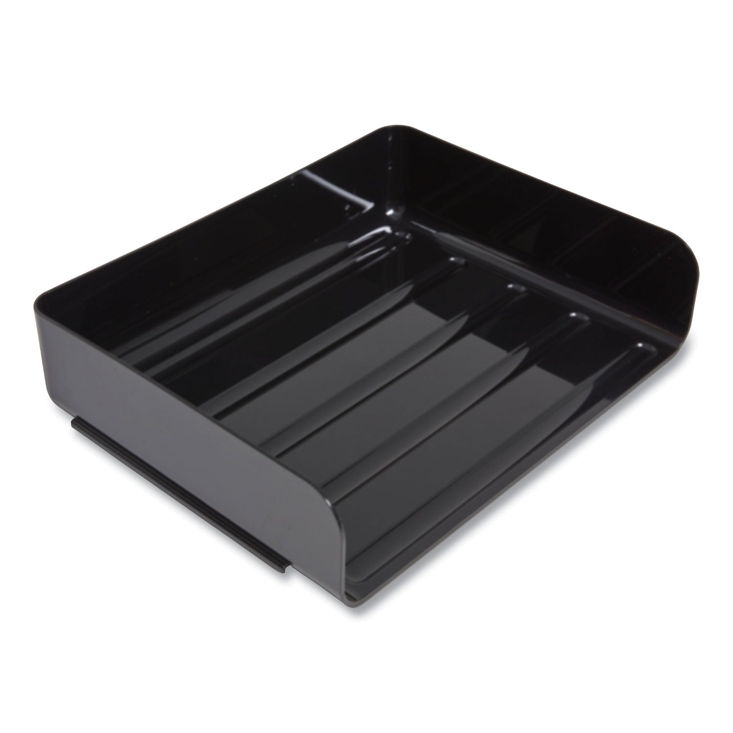 Side-Load Stackable Plastic Document Tray, 1 Section, Letter-Size, 12.63 X 9.72 X 3.01, Black, 6/pack