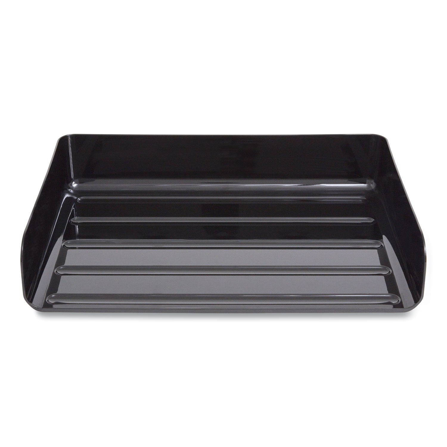 Side-Load Stackable Plastic Document Tray, 1 Section, Legal-Size, 15.06 X 9.72 X 3.01, Black, 2/pack