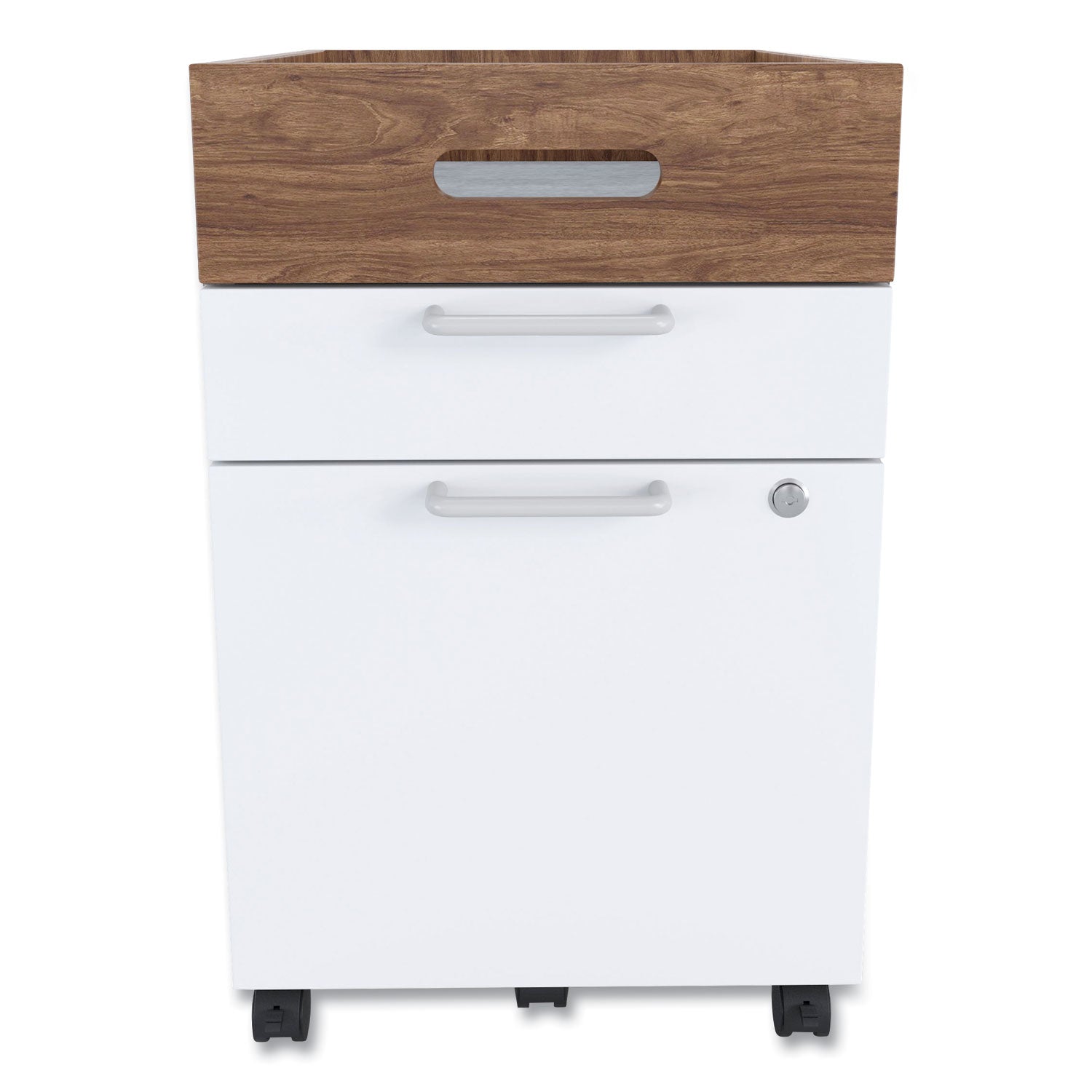 Essentials Mobile Pedestal File, Left Or Right, 2-Drawers: Box/file, Legal/letter, White/espresso, 15.5" X 21.2" X 24.2"