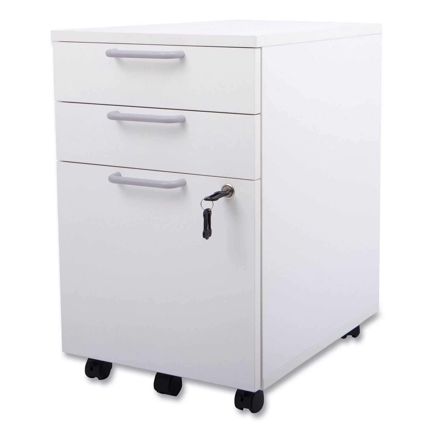 Essentials Mobile Pedestal File, Left Or Right, 3-Drawers: Box/box/file, Legal/letter, White, 15.6" X 21.3" X 24.3"