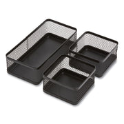 Three Compartment Stackable Wire Mesh Desk Organizer, 8.46 X 4.92 X 4.33, Black